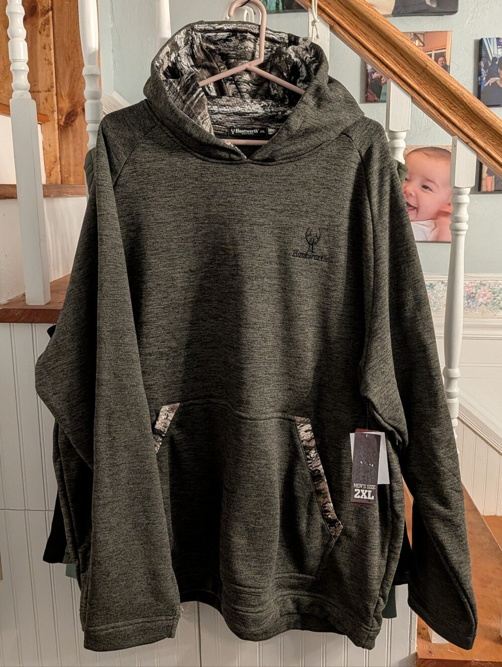 Hunting/Hooded Pullover Sweatshirt in Olive Green 2XL